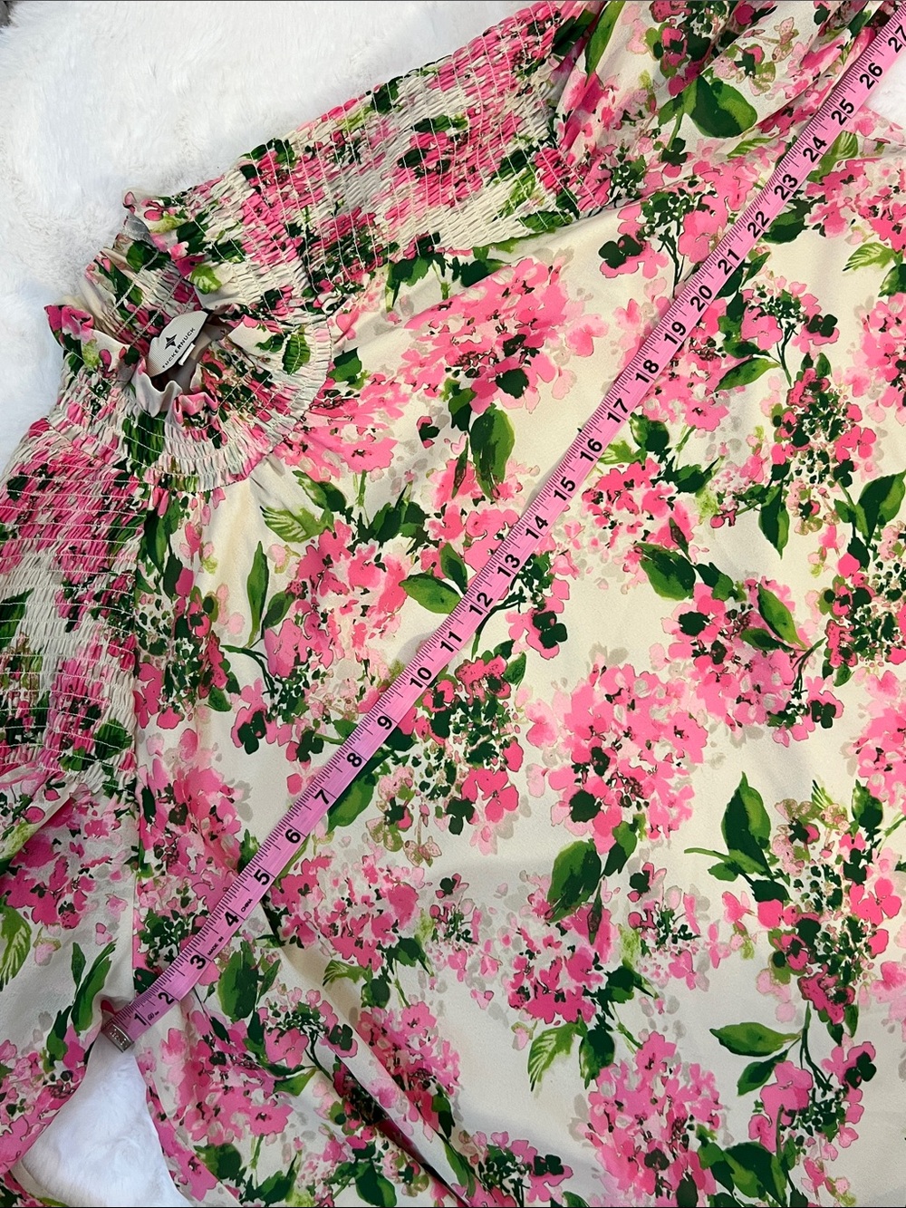 Tuckernuck Pink Hydrangea Floral Smocked-Neck Long.Sleeve Blouse Size XXL - Picture 10 of 12